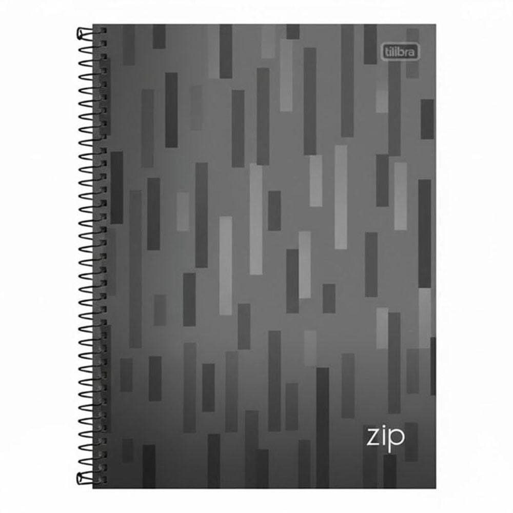 Caderno Espiral Universitário Zip Listras 10 Matérias Cinza - Tilibra