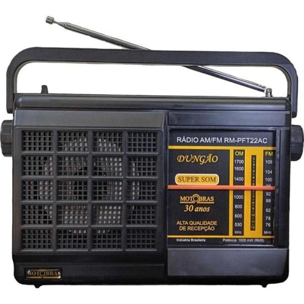 Rádio Portátil Motobras Rm-pft22ac 2 Faixas Preto