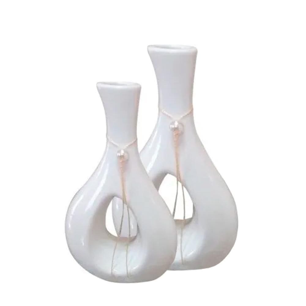 Par De Vasos Furados Em Cerâmica De Aparador Branco