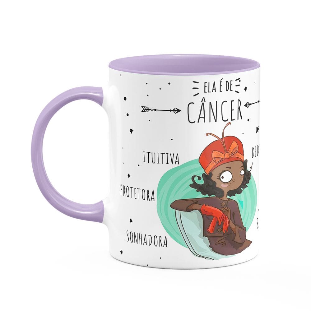 Caneca Signos Cartoon - Ela é de Câncer - B-lilac - M2