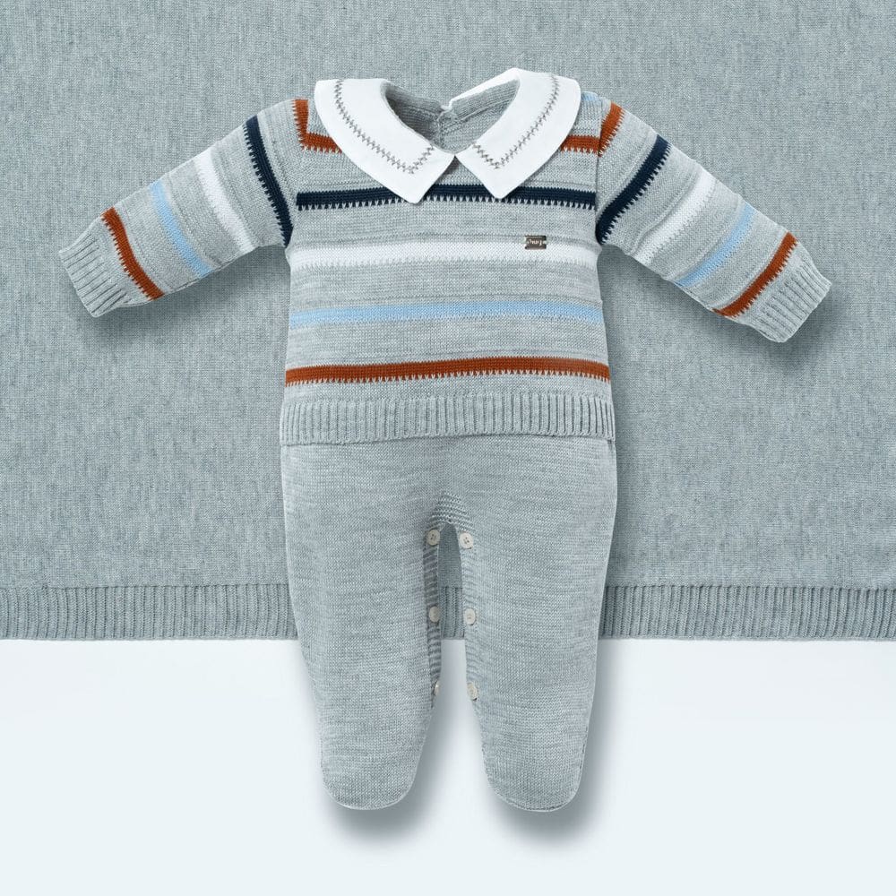 Saída Maternidade Menino Macacão Listras + Manta Cinza - Hug