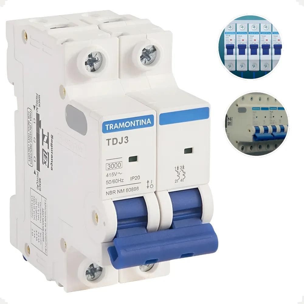 Disjuntor Bipolar Tramontina 10A-63A Segurança D 25A