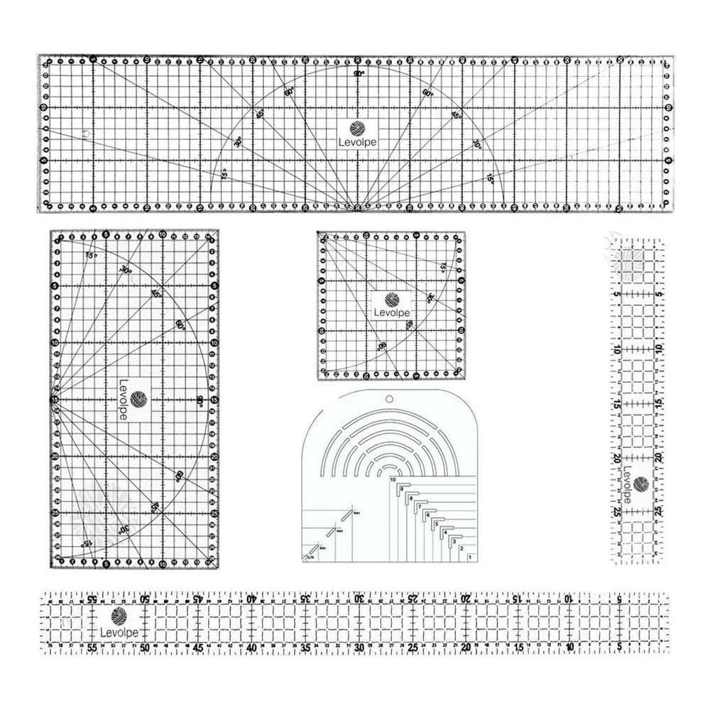 Kit 6 Réguas Patchwork Acrílico 15X60Cm + 5 Peças