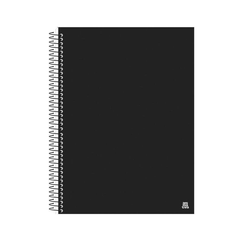 Caderno Universitário Preto Capa Dura 10 Matérias 140 Folhas