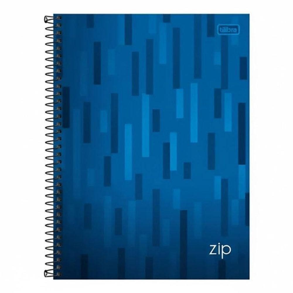Caderno Espiral Universitário Zip Listras 10 Matérias Azul - Tilibra