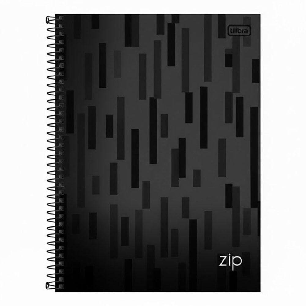 Caderno Espiral Universitário Zip Listras 10 Matérias Preto - Tilibra
