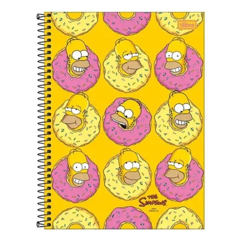 Caderno Espiral Universitário Simpsons Donuts Homer 16 Matérias - Tilibra