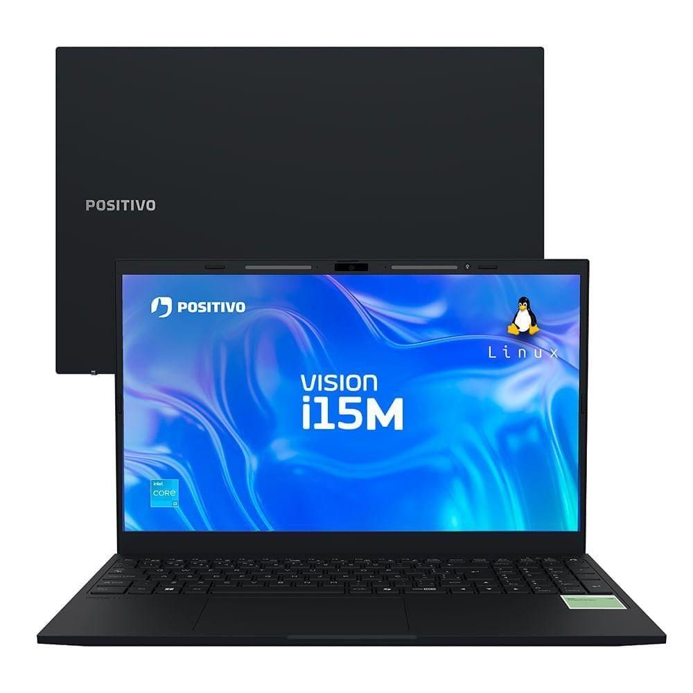 Notebook Positivo Vision i15M Minitela Intel® Core™ i3-N300 Linux 8GB RAM 256GB SSD Wi-Fi 6 - 15,6” Full HD IPS - Preto