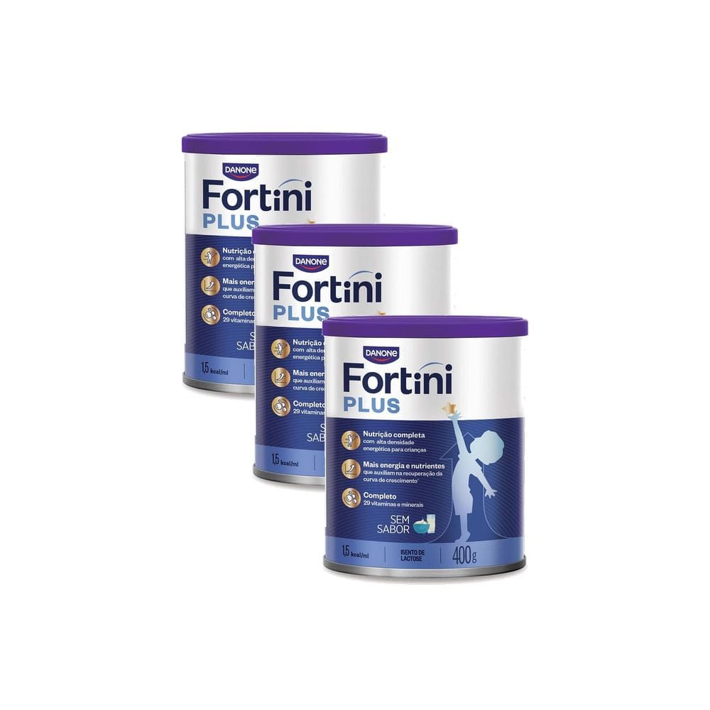Kit 3 Fortini Plus Sem Sabor Suplemento Infantil 400g