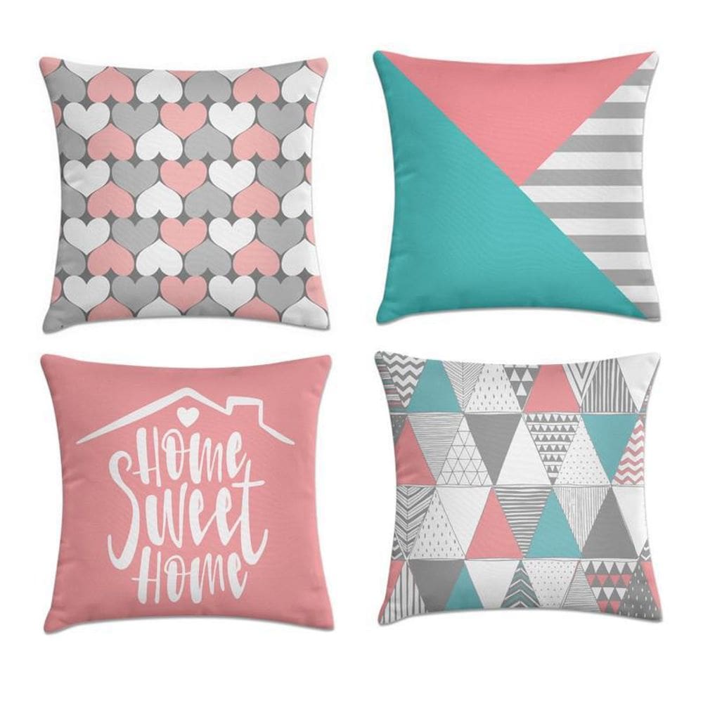 Kit 4 Capas Almofadas Geométricas Love 45X45