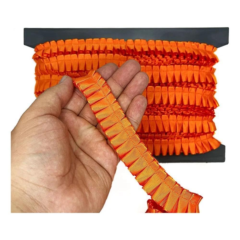 Fita Gorgurão Babadinho Drapeada 22Mm: Toque Ele Laranja