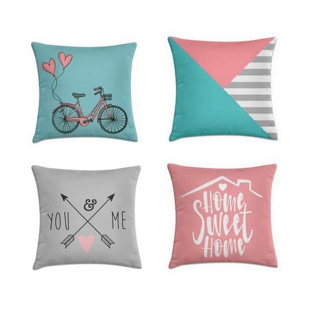 Kit 4 Capas De Almofadas Bike Love 45X45