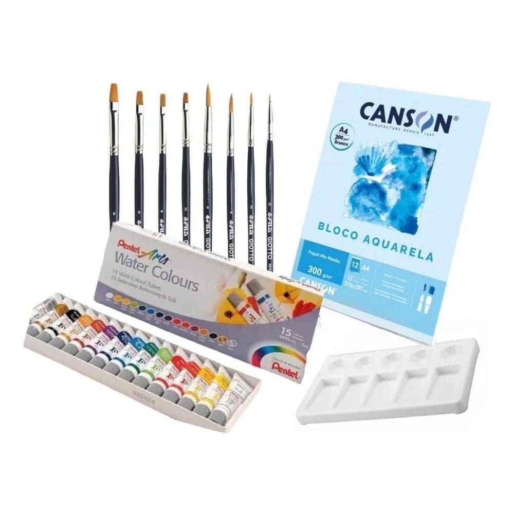Kit Aquarela Pentel : Cores Vibrantes + 8 Pincéi