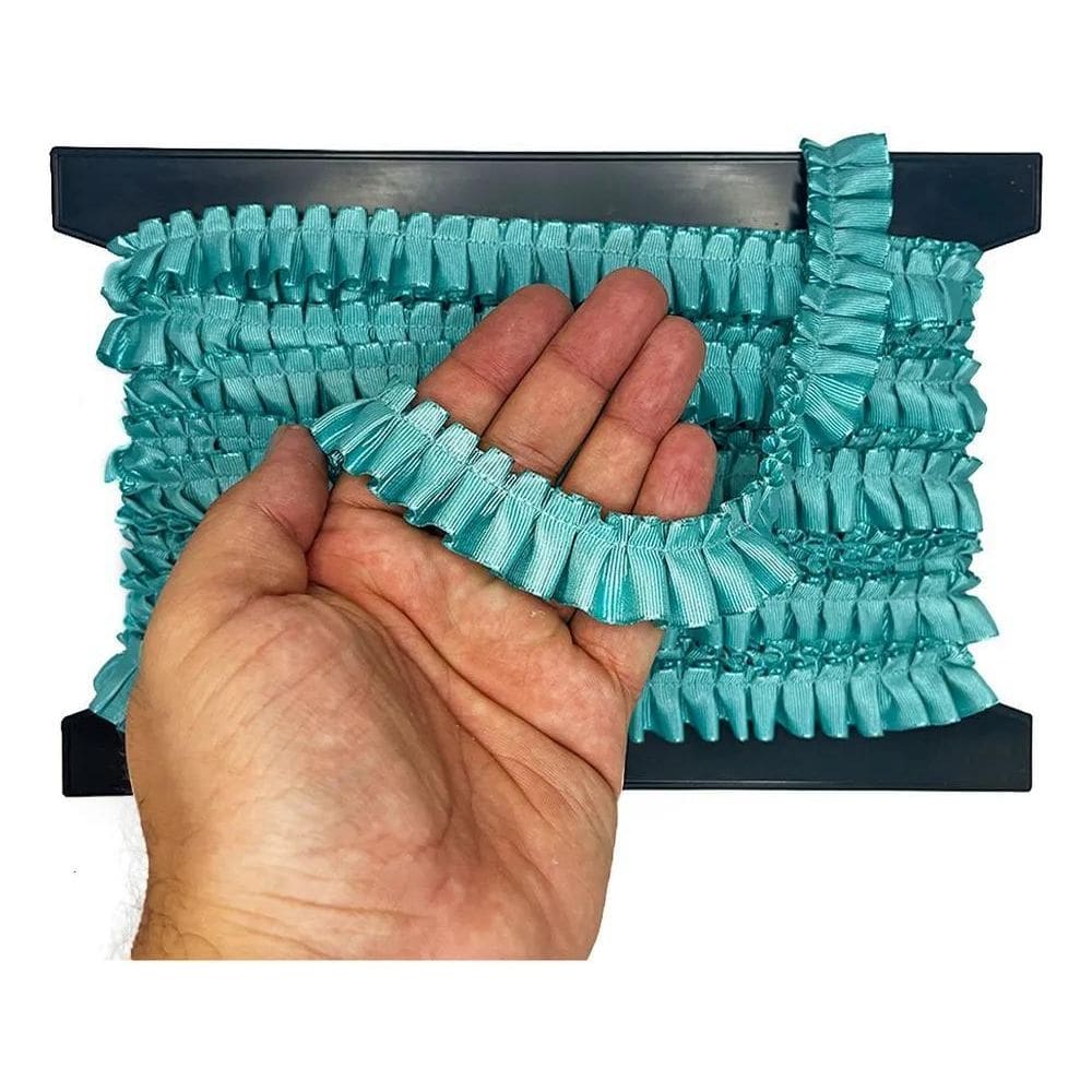 Fita Gorgurão Babadinho Drapeada 22Mm: Toque El Turquesa