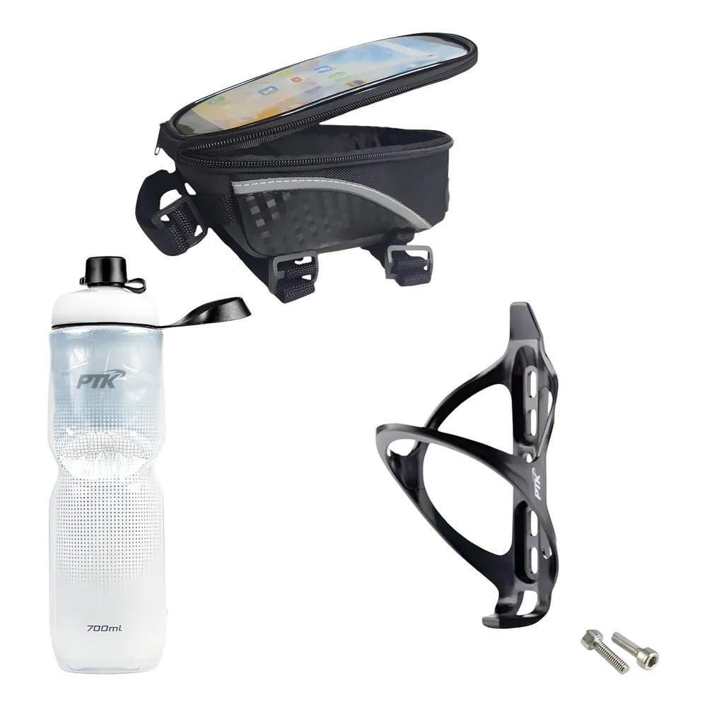 Kit Bike: Garrafa Térmica 700Ml + Suporte + Por Full Branco