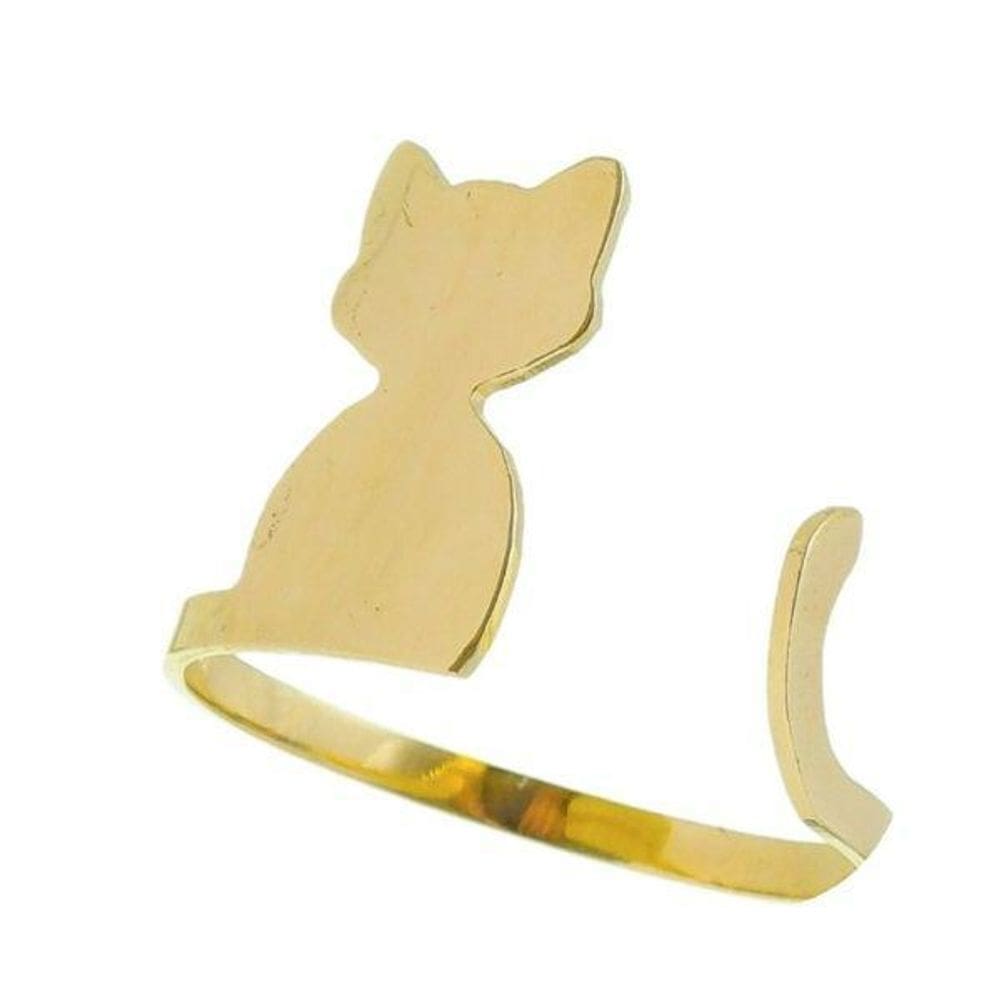 Anel Falange Gato Gatinho Folheado A Ouro