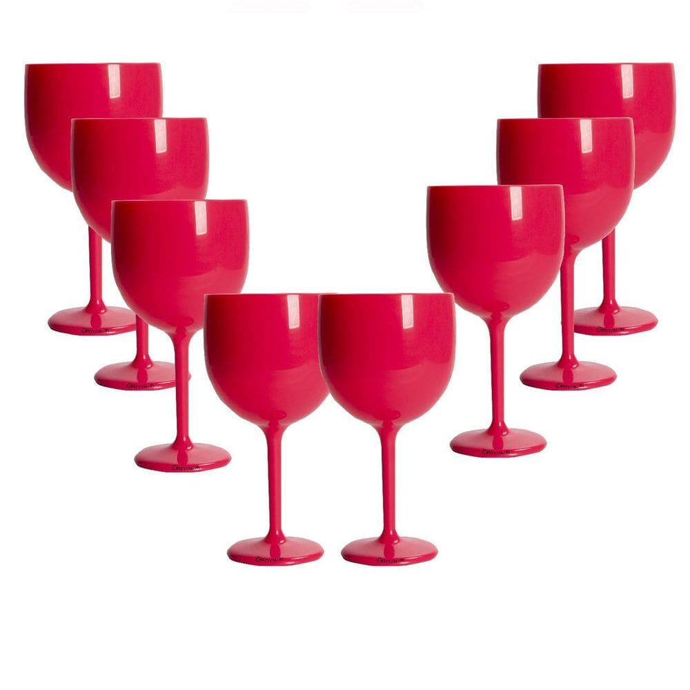 Kit 8 Taças Gin Rosa Acrílico Copo Gin