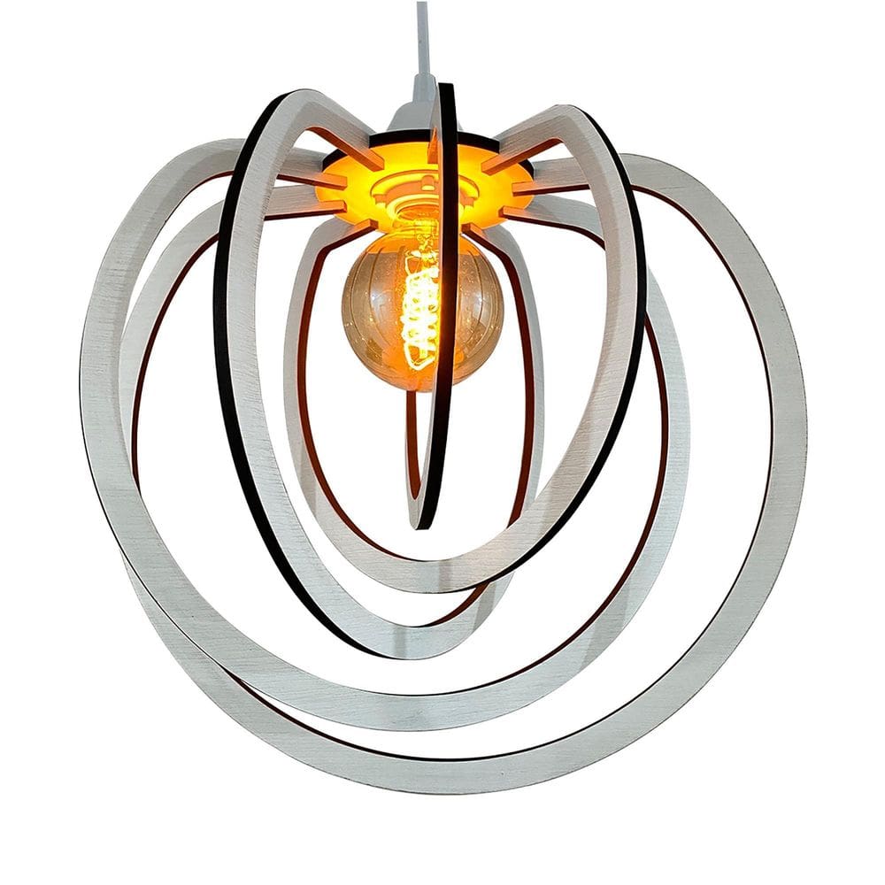 Lustre Luminária Pendente Sala Quarto Balcão Circular Branco
