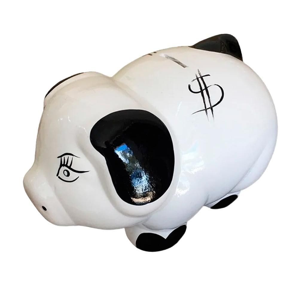 Cofre Porquinho Em Cerâmica Decorativo De Moedas Black