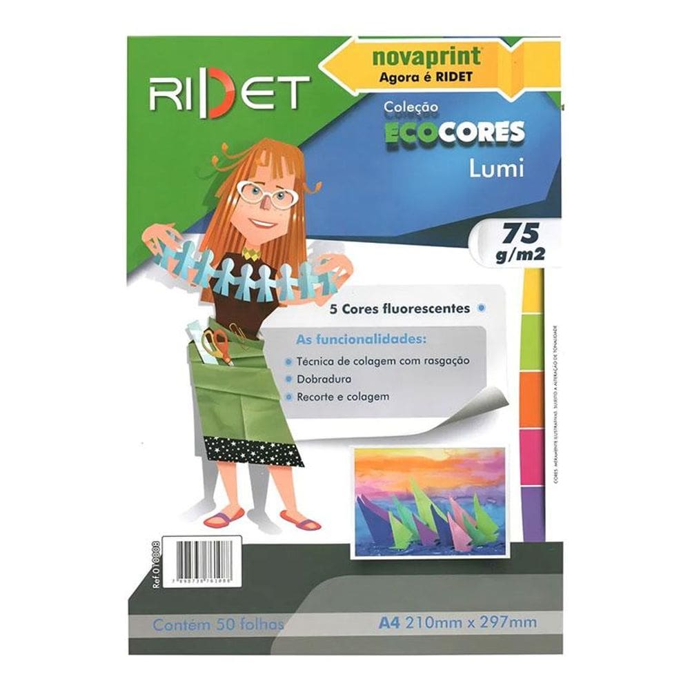 Papel Color Set Ecocores Lumi A4 50 Folhas 5 Cores - Ridet