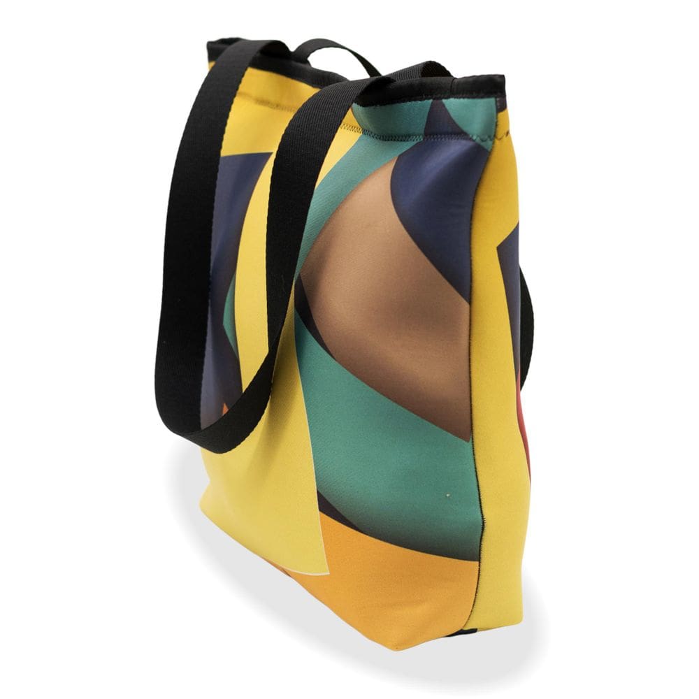 Bolsa Em Neoprene Mod Tote Bag Padrão Geométrico