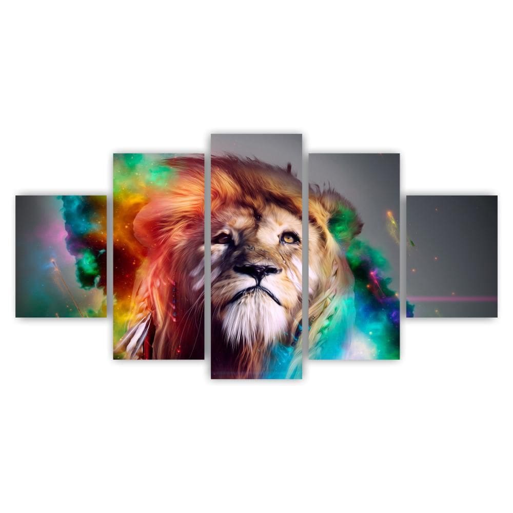 Quadros Mdf Leão De Judá Em Chamas Colorido Sala Quarto