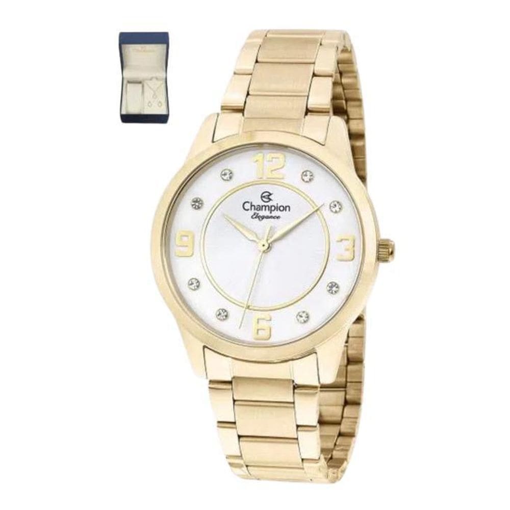 Kit De Relógio Analógico Champion Colar + Brinco - Cn24119W