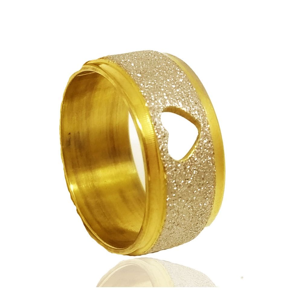 Aliança de Namoro em Aço Trabalhada com Coração Tamanho 19