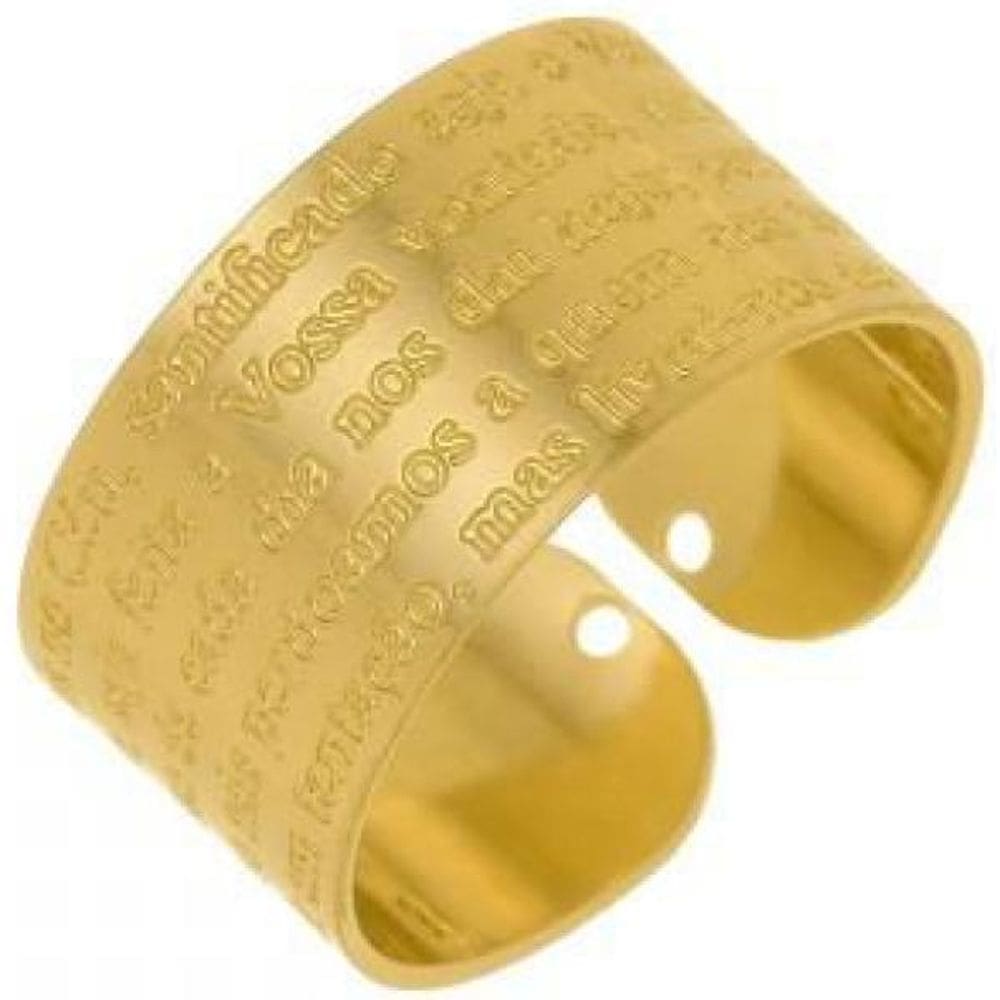 Anel Ajustável Oração Do Pai Nosso Banhado A Ouro