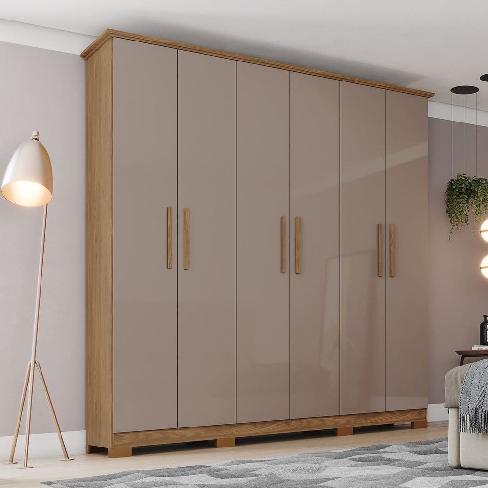 Guarda-roupa Casal 6 Portas 3 Gavetas Cover Marrom/Avelã