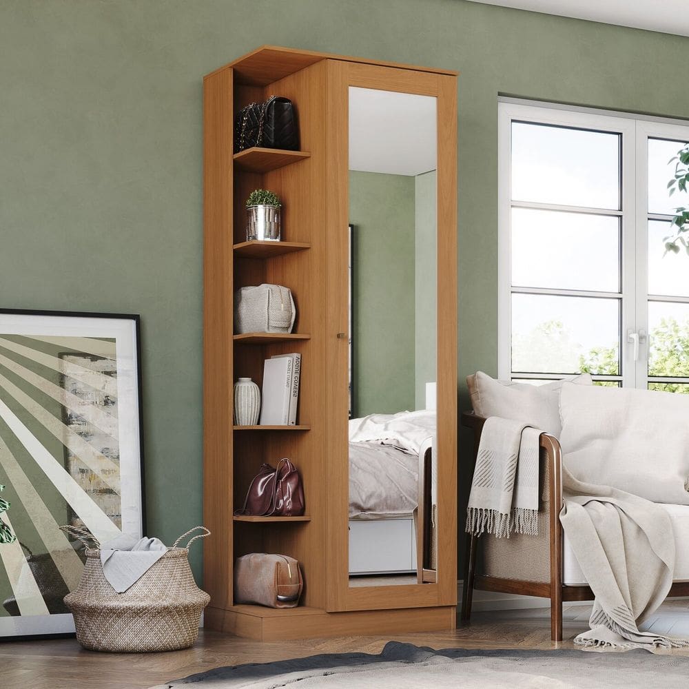 Sapateira 1 Porta com Espelho Duetto Cinamomo