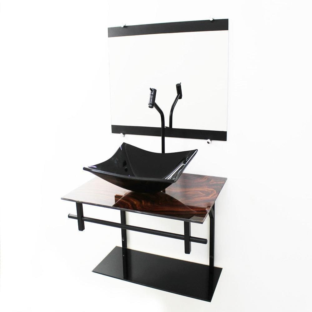 Gabinete De Vidro 60Cm Ap Com Cuba Retangular