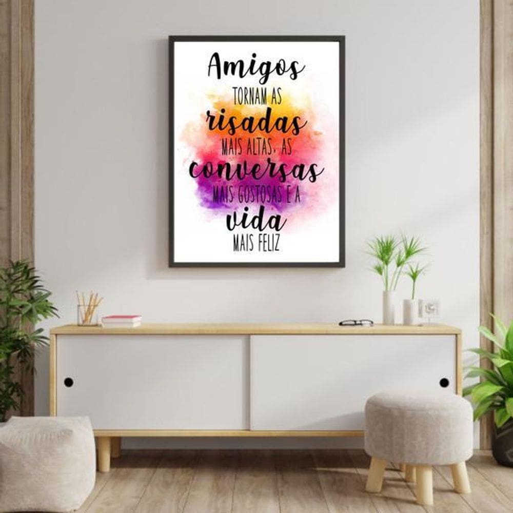 Quadro Decorativo Amigos Risadas Conversas Vida 34x23cm