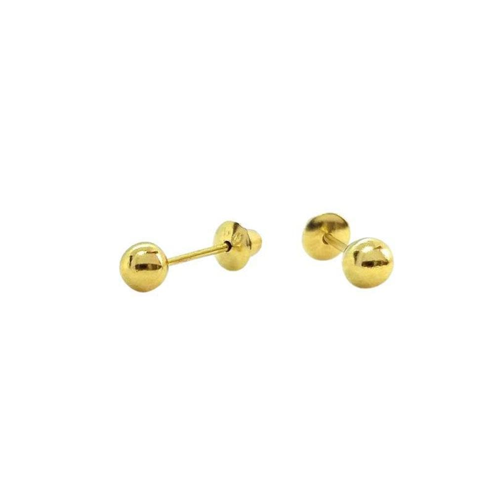 Brinco Bola 2,5Mm Em Ouro 18K Tarraxa Baby