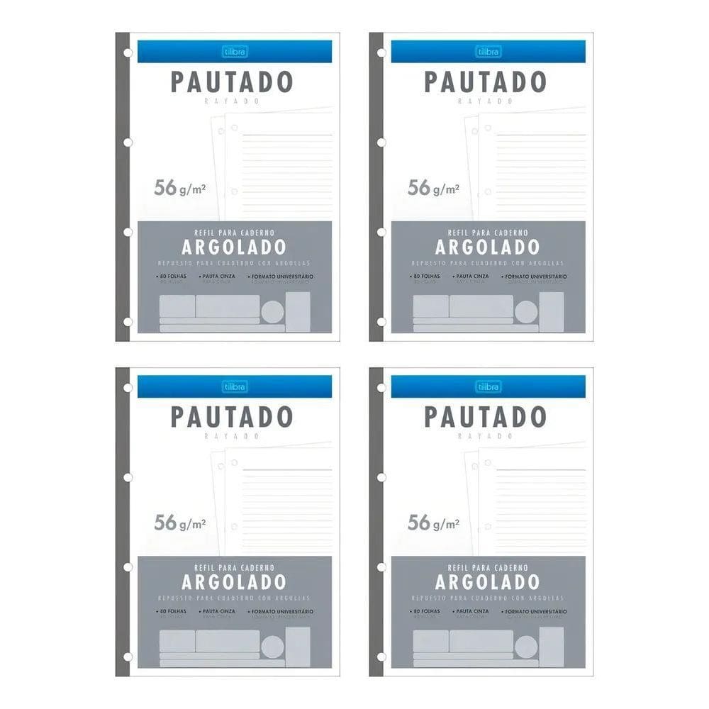 Refil Fichário Universitário Tilibra 4X80 Folhas - Organizaç