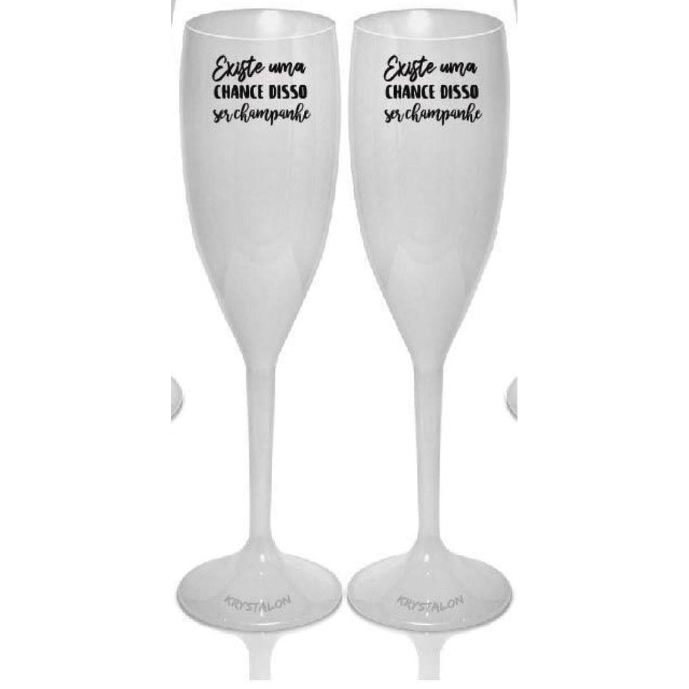 Kit 6 Taças Champanhe Brancas Acrílico Personalizadas
