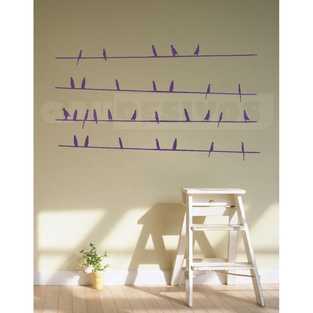 Adesivos Decorativos De Parede Pássaros No Fio