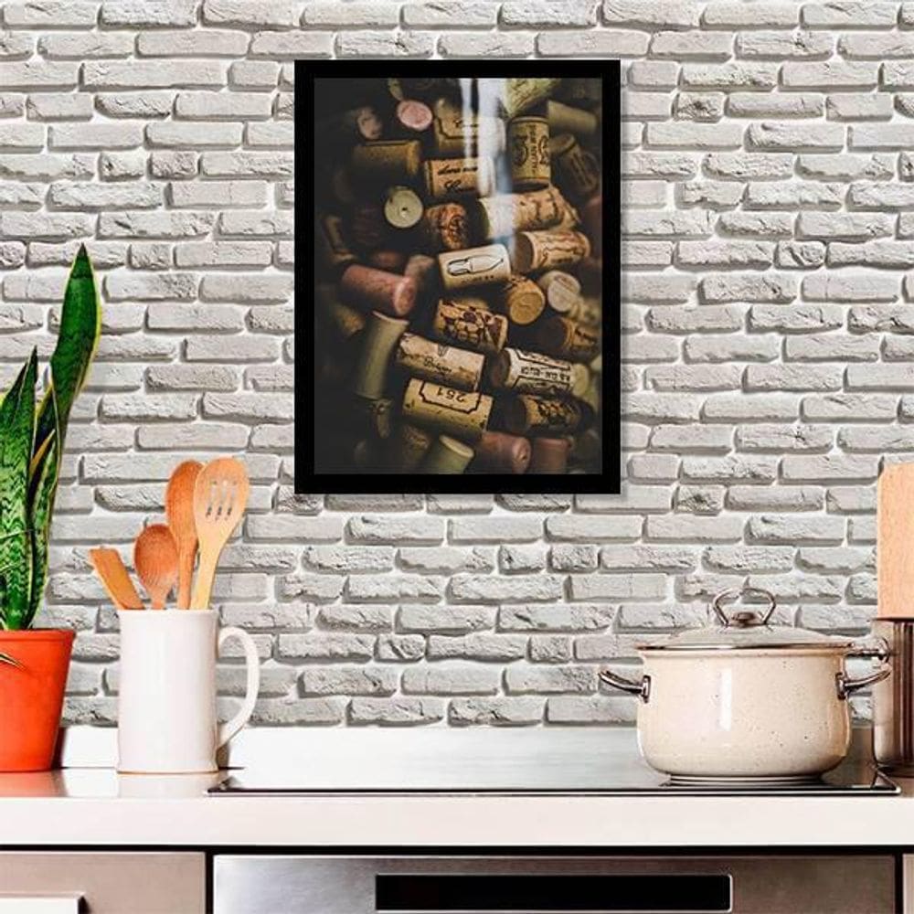 Quadro Decorativo Fotografia Rolhas De Vinho 34x23cm