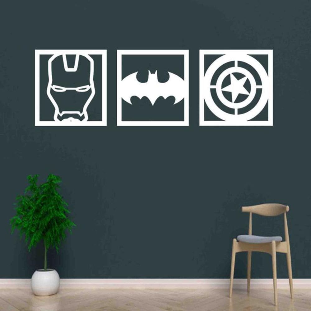 Quadro Decorativo Herois 3Mm Vazado Branco - Mdf