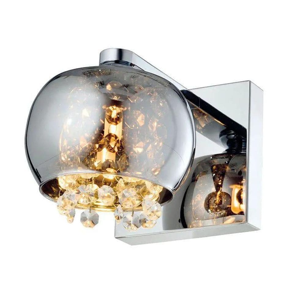 Arandela Dublin Quality Vidro Cromado E Cristal