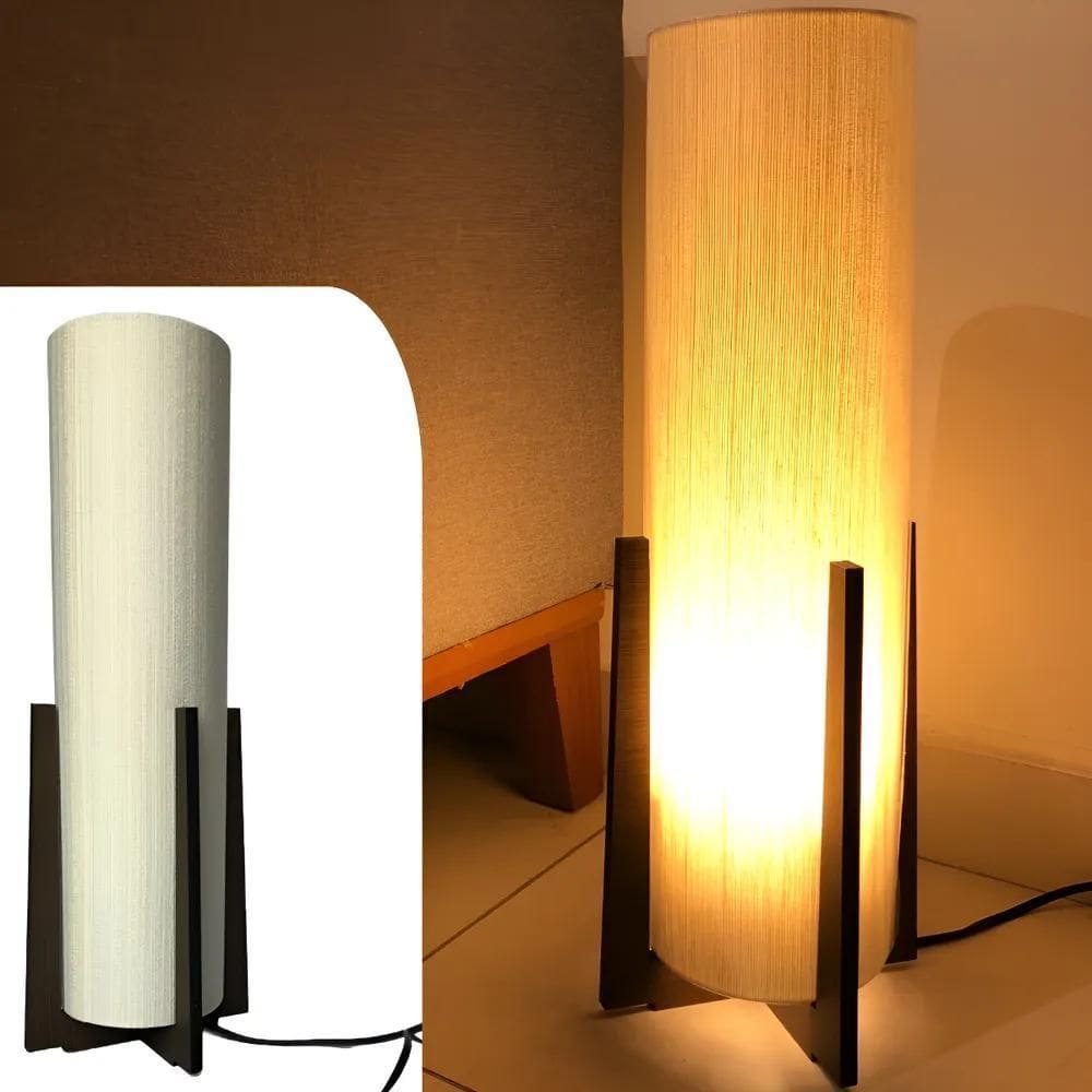 Abajur De Chão Imbuia Madeira Para Quarto Sala Elegante