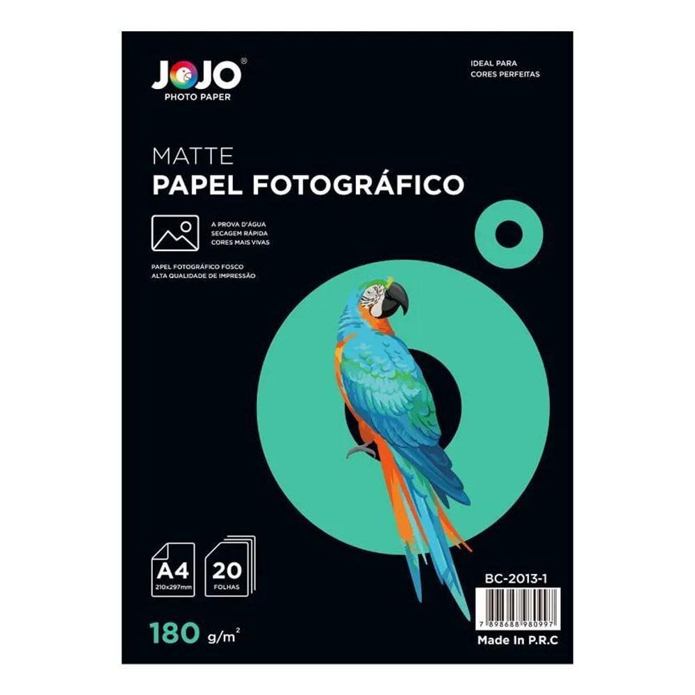 Papel Foto Matte A4 180G Jojo 200 Folhas Resistentes À Águ