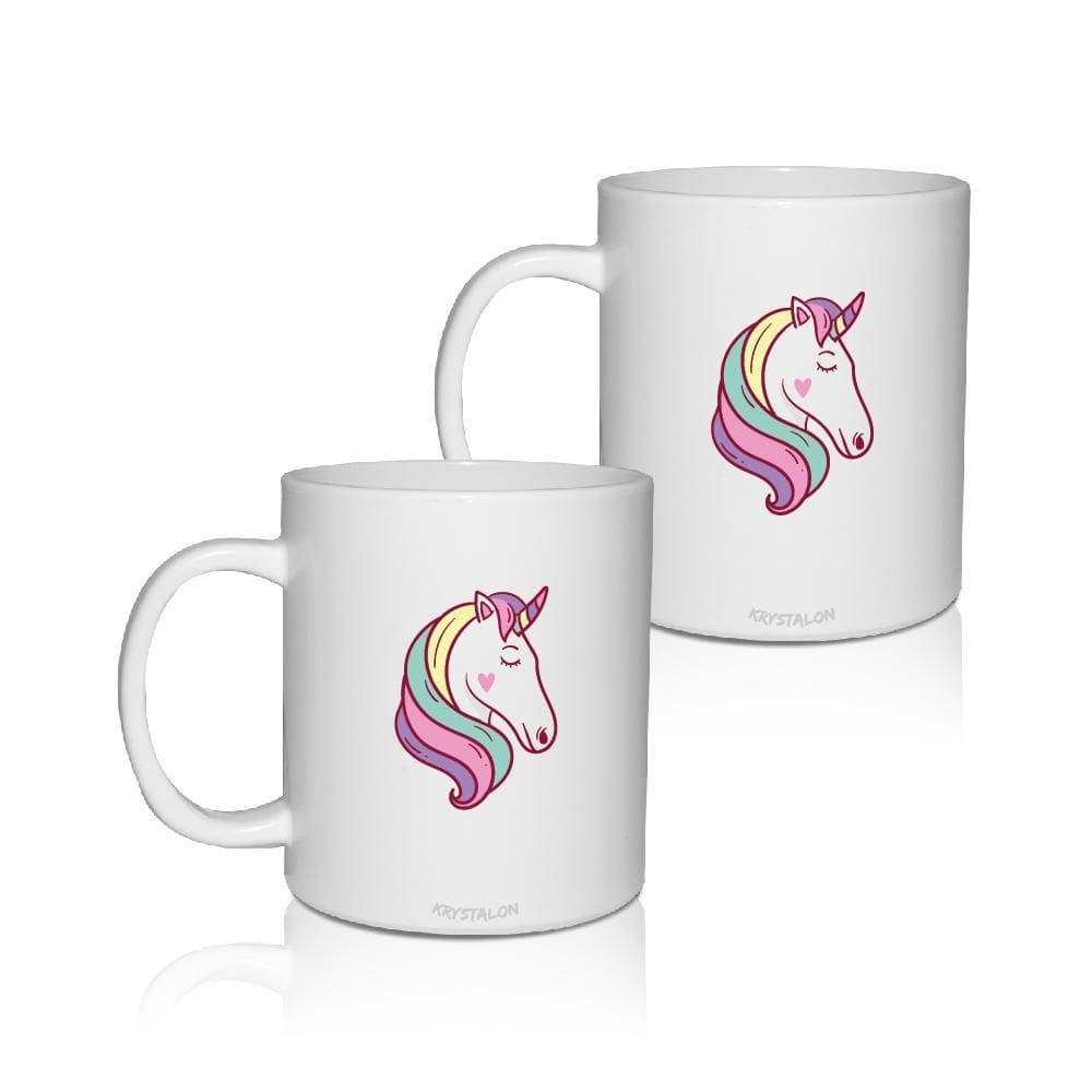 Kit 2 Canecas Brancas Dia Das Crianças Unicórnio