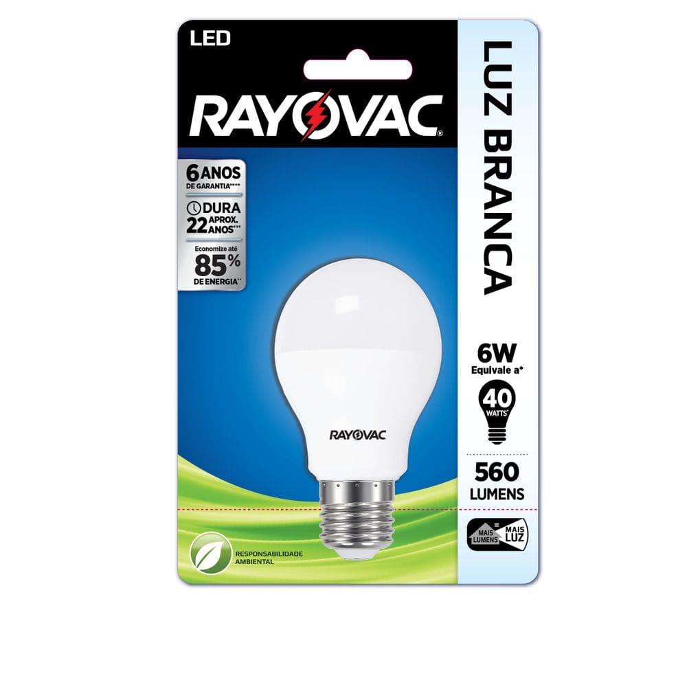 Lampada Rayovac Led A55 6w Bivolt Branca