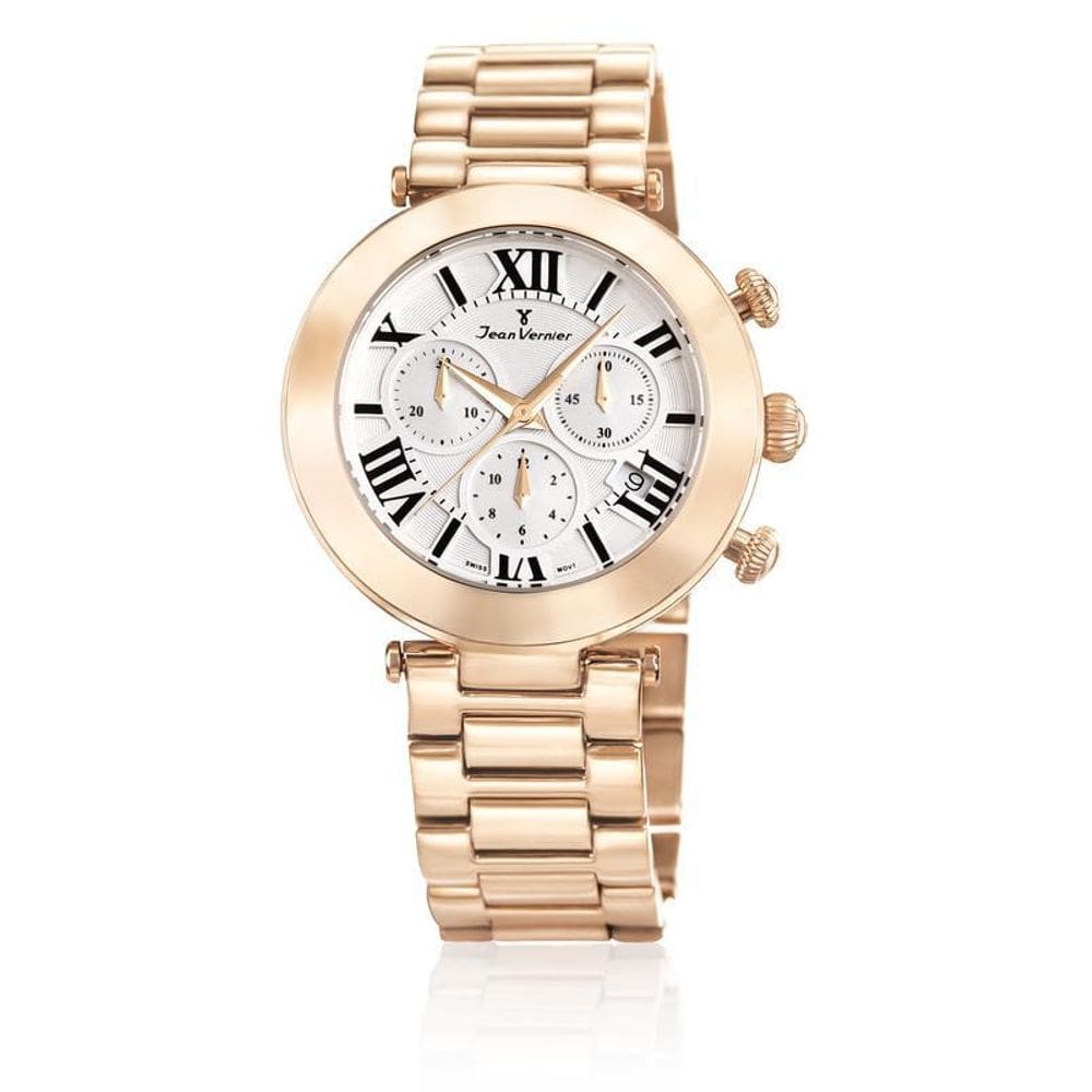 Relógio Pulso Jean Vernier Feminino Aço Rosegold Jv06853