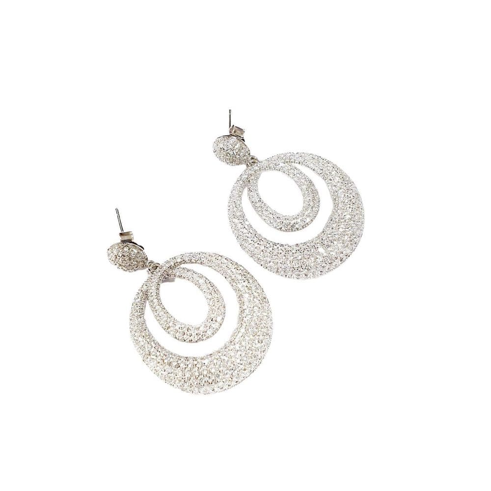 Brinco Prata Ródio com Zirconias Cravejadas