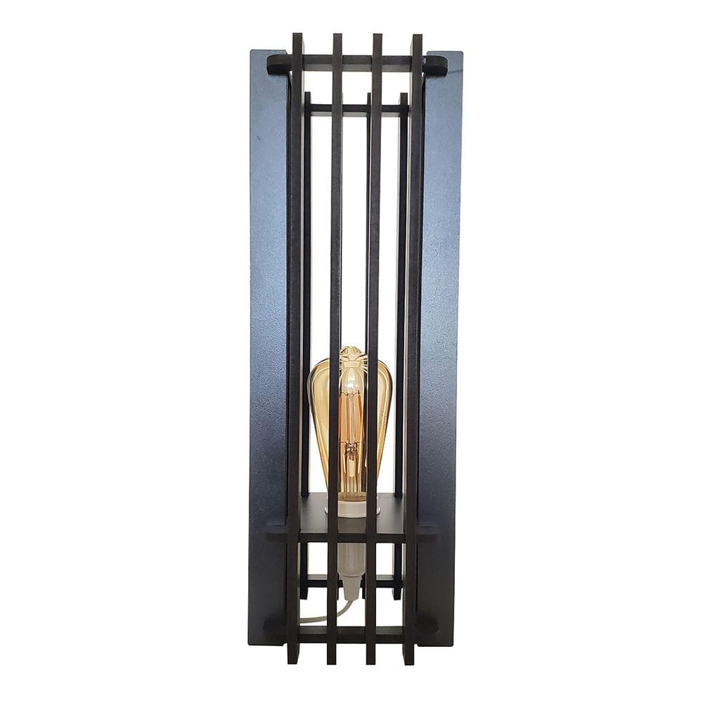 Abajur Madeira Decoração Quarto Torre Preto 40Cm Bivolt