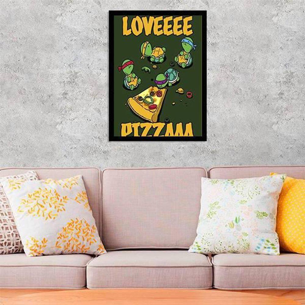 Quadro Decorativo Pizza Lovers 34x23cm - Moldura Branca