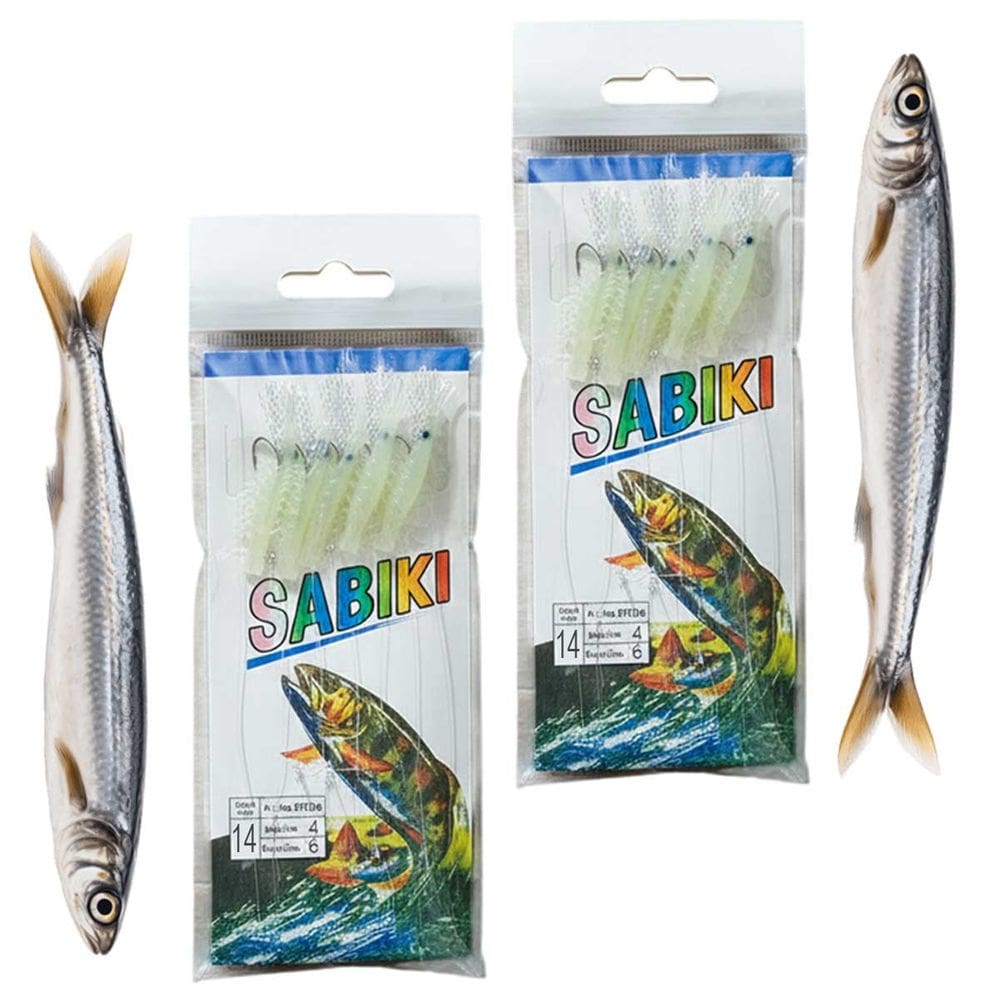 Sabiki Isca Artificial Pesca 2 Kit Camarao Anzol 14 Fluorescente Lambari Robalo Tainha Mar Rio Lago Mangue Pescaria