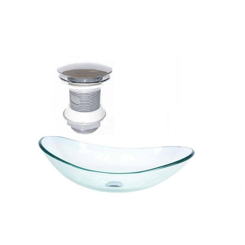 Cuba De Vidro Oval 55Cm Jateado + Valvula Click